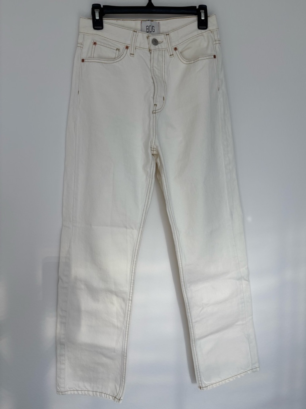 BDG Urban Outfitters Off White Jeans with Brown Stitching